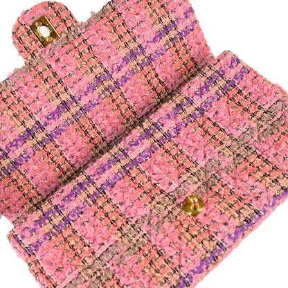 Chanel 1994-1996 Pink Tweed Single Flap 2 in 1 Handbag Set
