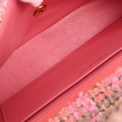 Chanel 1994-1996 Pink Tweed Single Flap 2 in 1 Handbag Set
