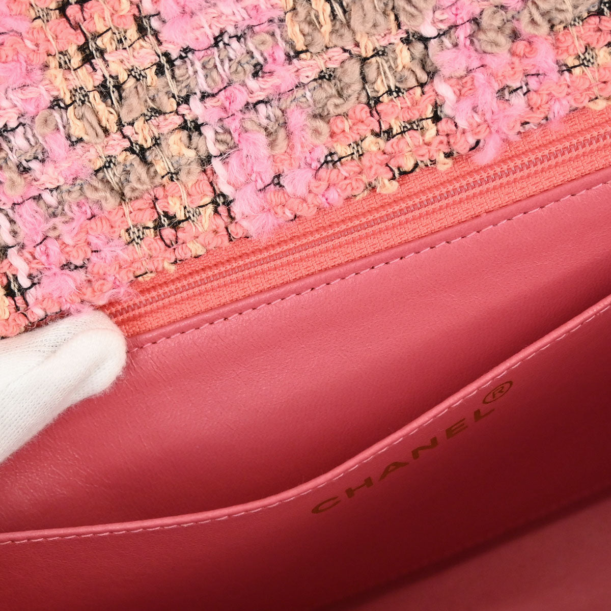 Chanel 1994-1996 Pink Tweed Single Flap 2 in 1 Handbag Set