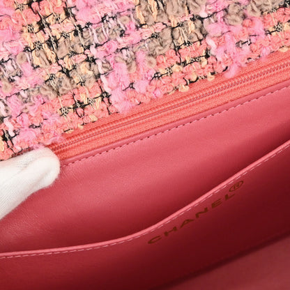 Chanel 1994-1996 Pink Tweed Single Flap 2 in 1 Handbag Set