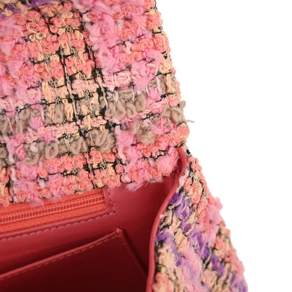 Chanel 1994-1996 Pink Tweed Single Flap 2 in 1 Handbag Set