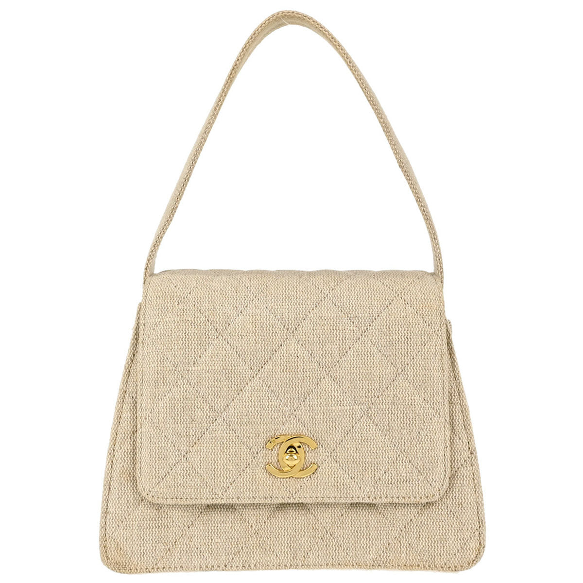 Chanel 1997-1999 Light Beige Linen Handbag