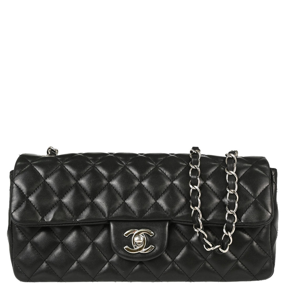 Chanel 2008-2009 Black Lambskin East West Shoulder Bag