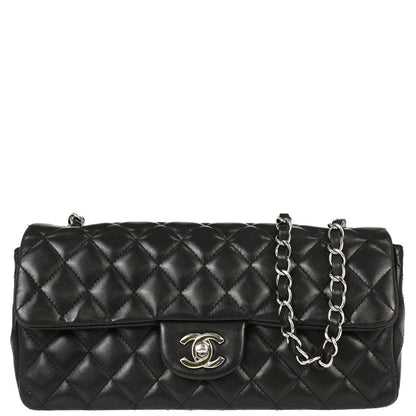 Chanel 2008-2009 Black Lambskin East West Shoulder Bag