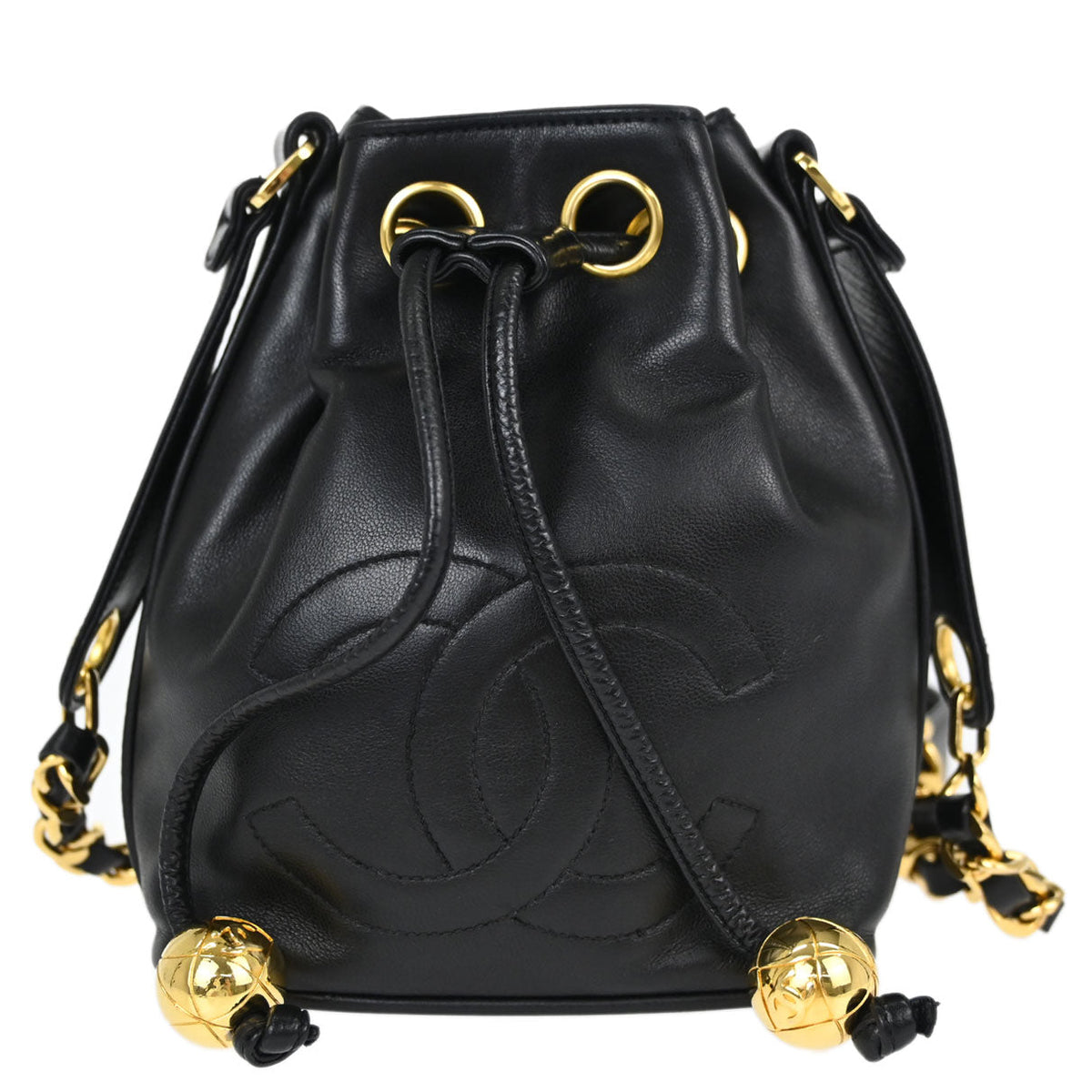 Chanel Black Lambskin Drawstring Shoulder Bag