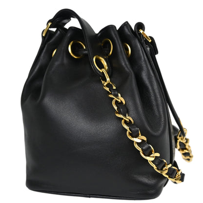 Chanel Black Lambskin Drawstring Shoulder Bag