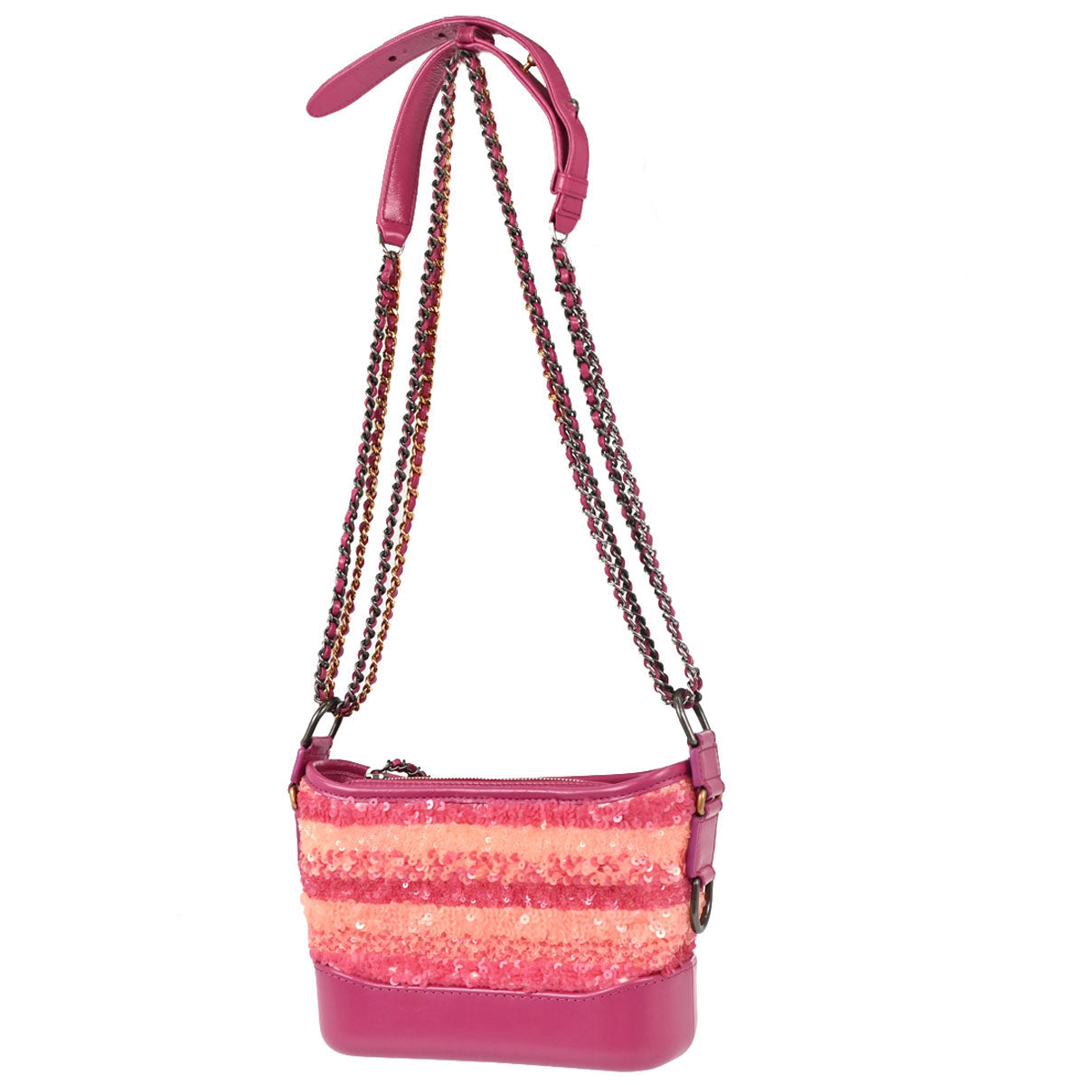 Chanel Pink Beige Calfskin Sequins Small Gabrielle Shoulder Bag