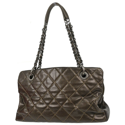 Chanel Brown Caviar Skin Tote Chain Handbag