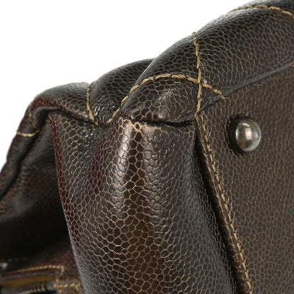 Chanel Brown Caviar Skin Tote Chain Handbag