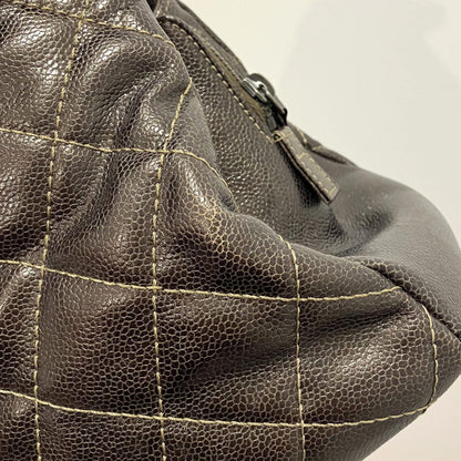 Chanel 2013-2014 Brown Caviar Skin Tote Chain Handbag
