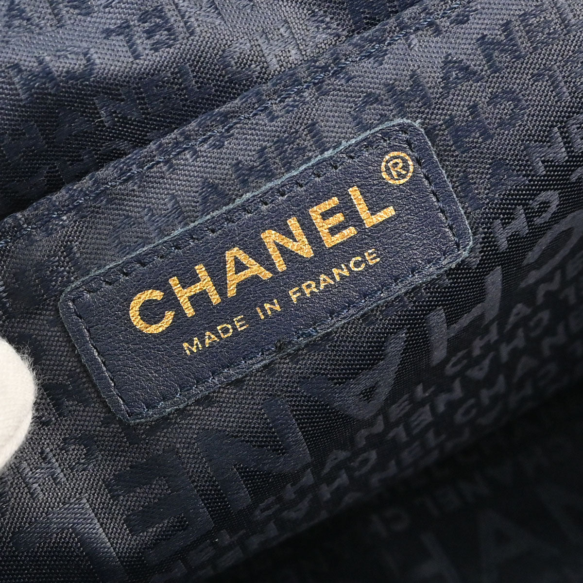 Chanel 2005-2006 Navy Sparkling Denim Chain Through Single Flap Shoulder Bag