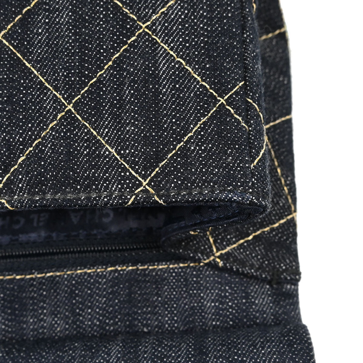 Chanel 2005-2006 Navy Sparkling Denim Chain Through Single Flap Shoulder Bag