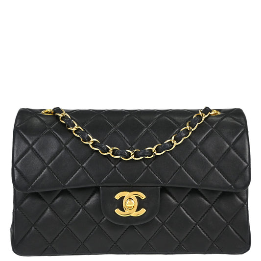Chanel Black Lambskin Small Double Flap Shoulder Bag