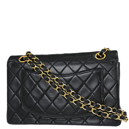 Chanel Black Lambskin Small Double Flap Shoulder Bag