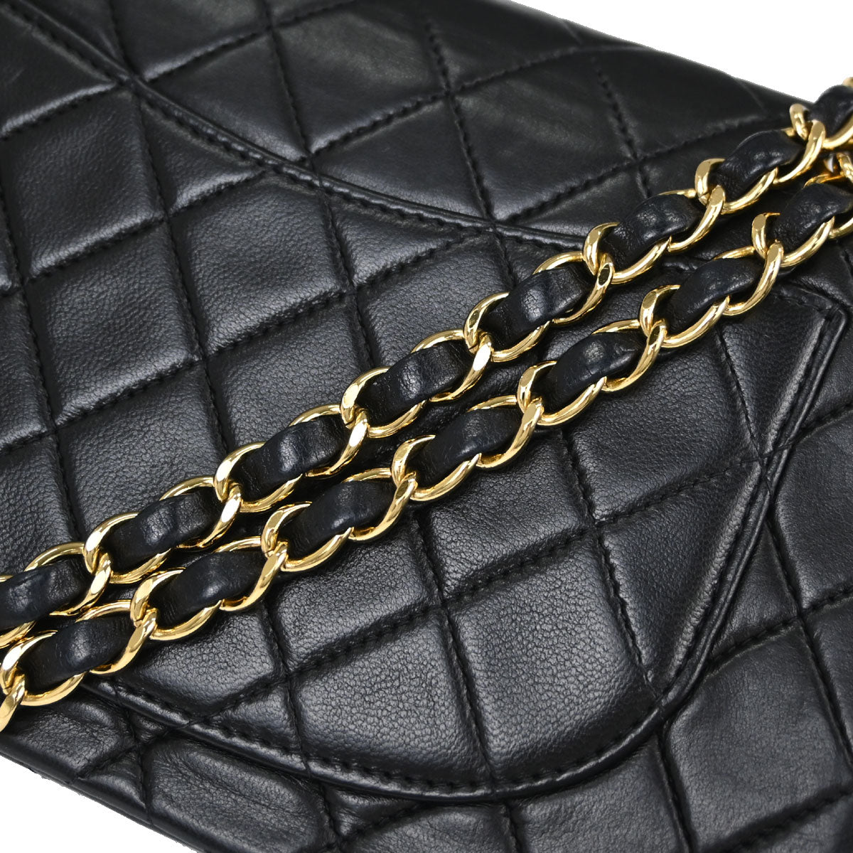 Chanel Black Lambskin Small Double Flap Shoulder Bag