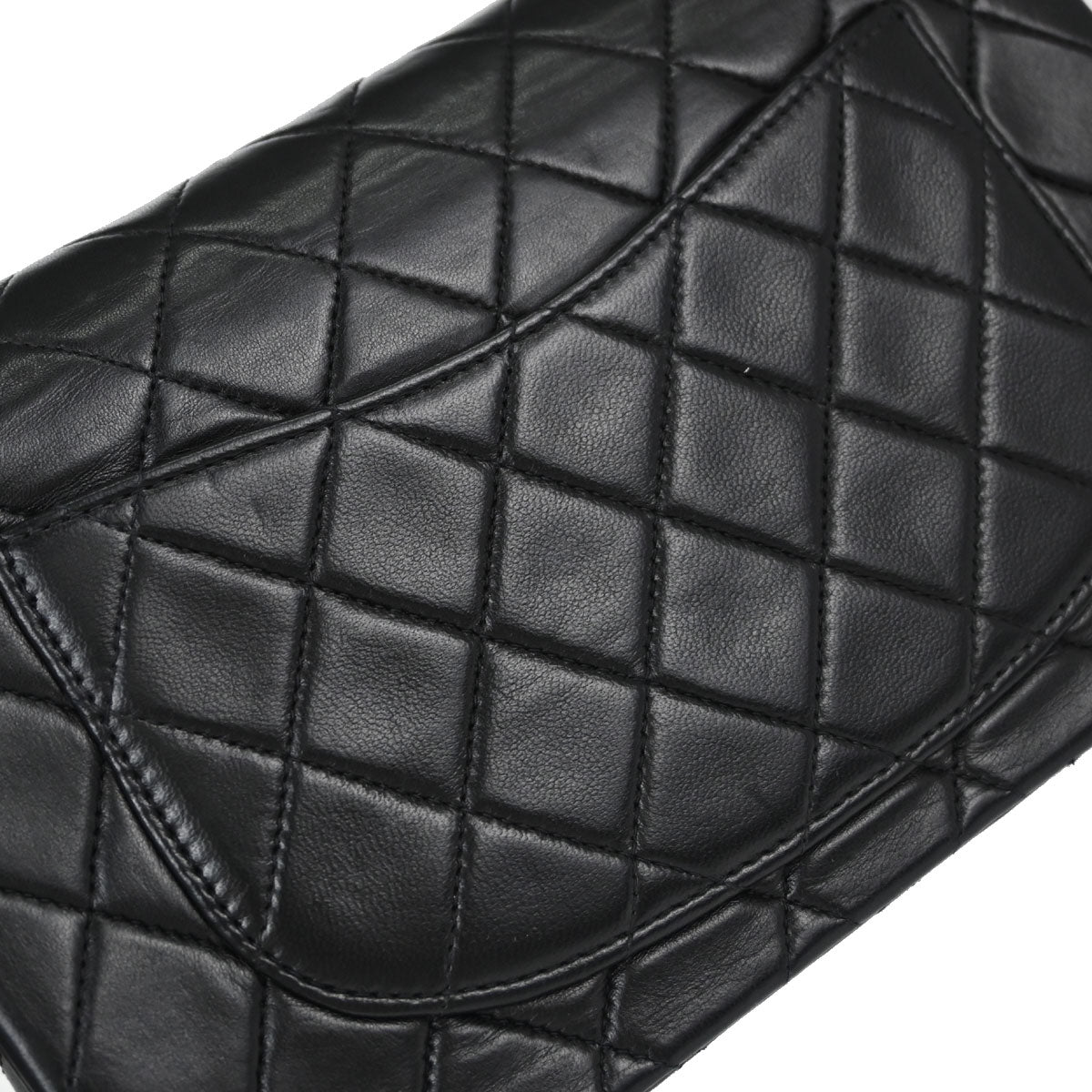Chanel Black Lambskin Small Double Flap Shoulder Bag