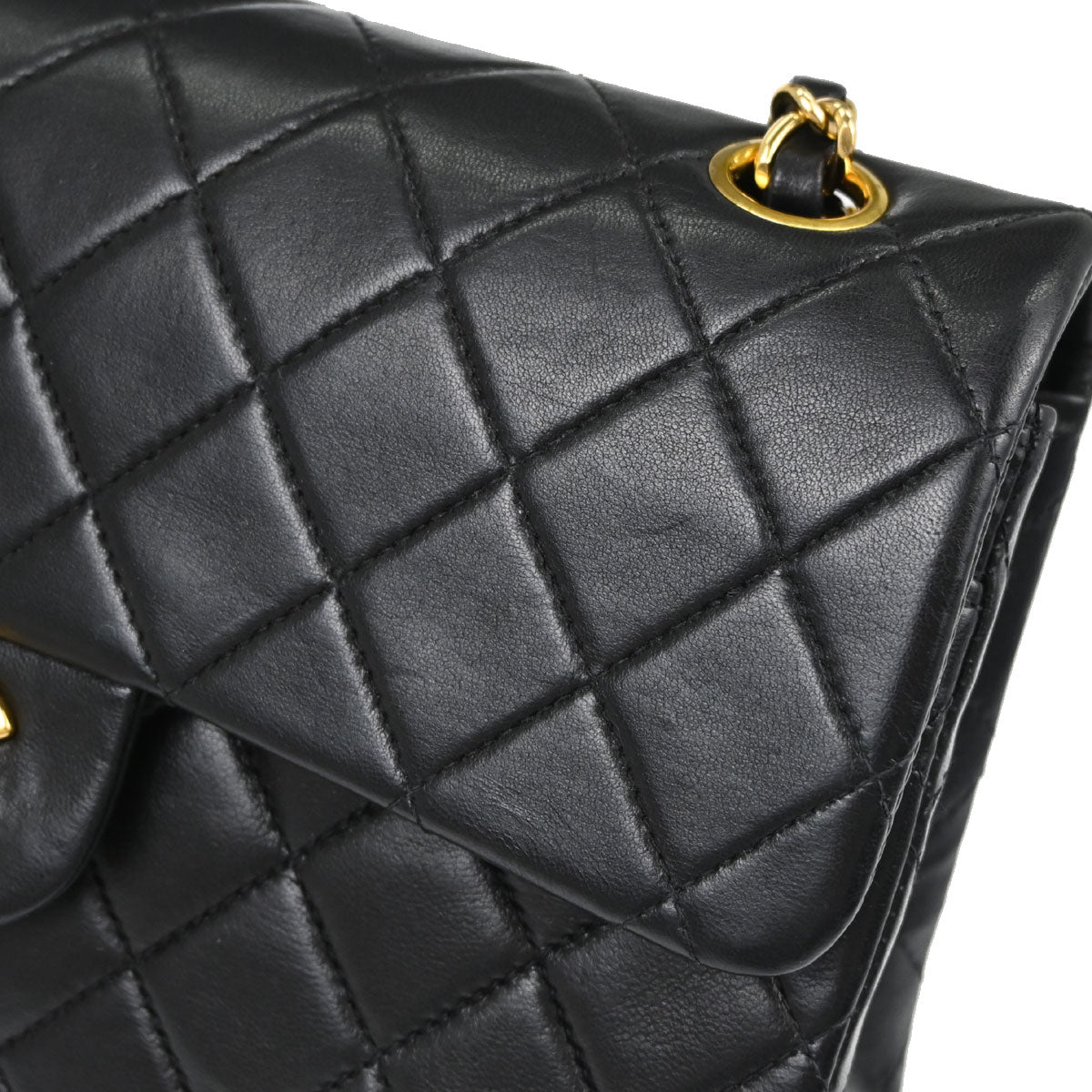 Chanel Black Lambskin Small Double Flap Shoulder Bag
