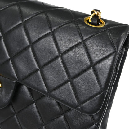 Chanel Black Lambskin Small Double Flap Shoulder Bag