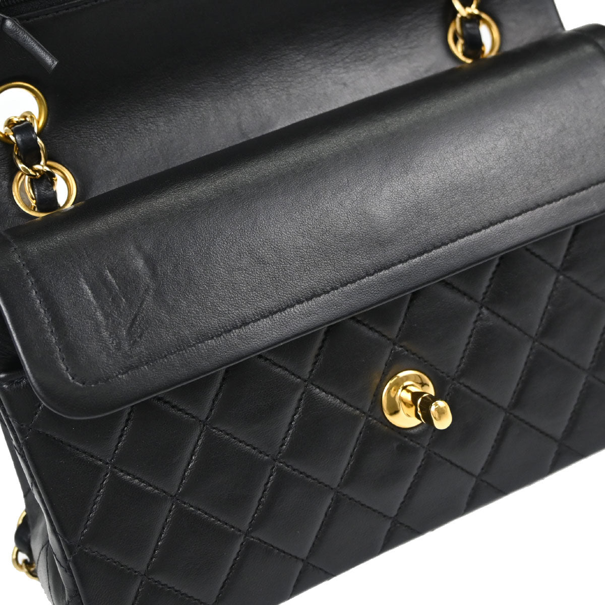 Chanel Black Lambskin Small Double Flap Shoulder Bag
