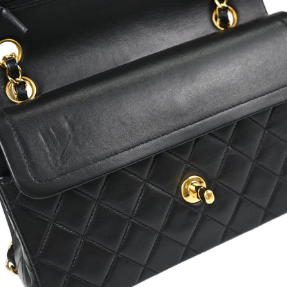 Chanel Black Lambskin Small Double Flap Shoulder Bag