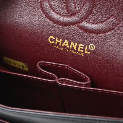 Chanel Black Lambskin Small Double Flap Shoulder Bag