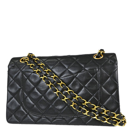 Chanel 1994-1996 Black Lambskin Small Double Flap Shoulder Bag