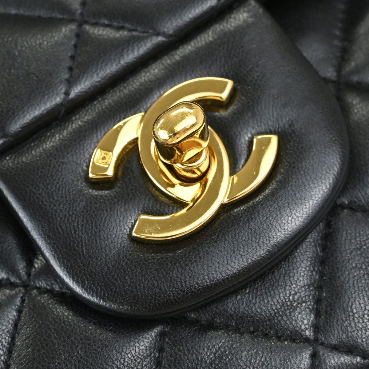 Chanel 1994-1996 Black Lambskin Small Double Flap Shoulder Bag