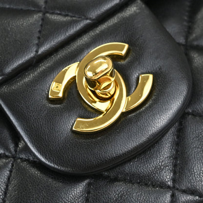 Chanel 1994-1996 Black Lambskin Small Double Flap Shoulder Bag
