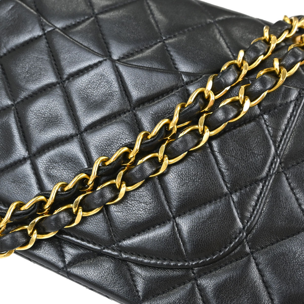Chanel 1994-1996 Black Lambskin Small Double Flap Shoulder Bag