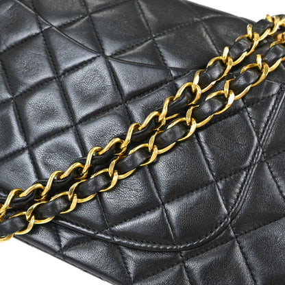 Chanel 1994-1996 Black Lambskin Small Double Flap Shoulder Bag