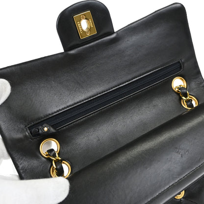 Chanel 1994-1996 Black Lambskin Small Double Flap Shoulder Bag