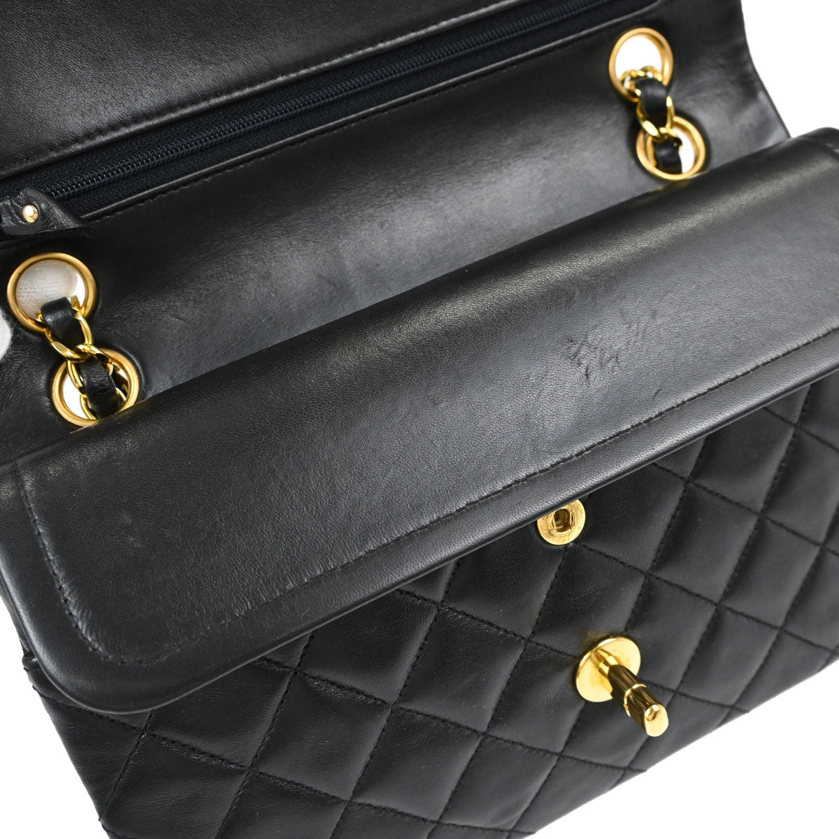 Chanel 1994-1996 Black Lambskin Small Double Flap Shoulder Bag