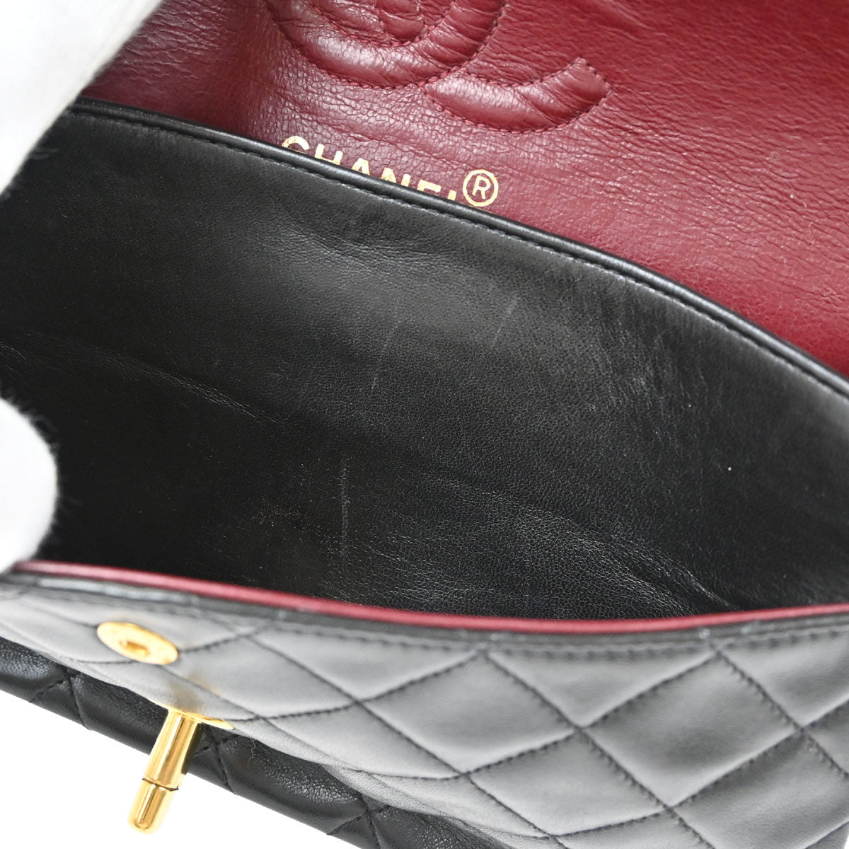 Chanel 1994-1996 Black Lambskin Small Double Flap Shoulder Bag