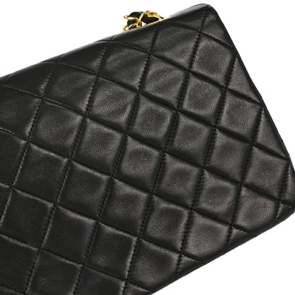 Chanel 1989-1991 Black Lambskin Turnlock Small Full Flap Shoulder Bag