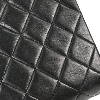 Chanel 1989-1991 Black Lambskin Turnlock Small Full Flap Shoulder Bag