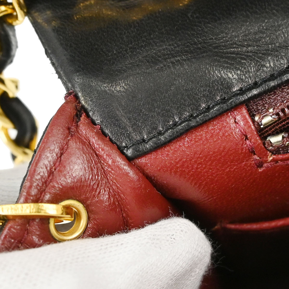 Chanel 1989-1991 Black Lambskin Turnlock Small Full Flap Shoulder Bag