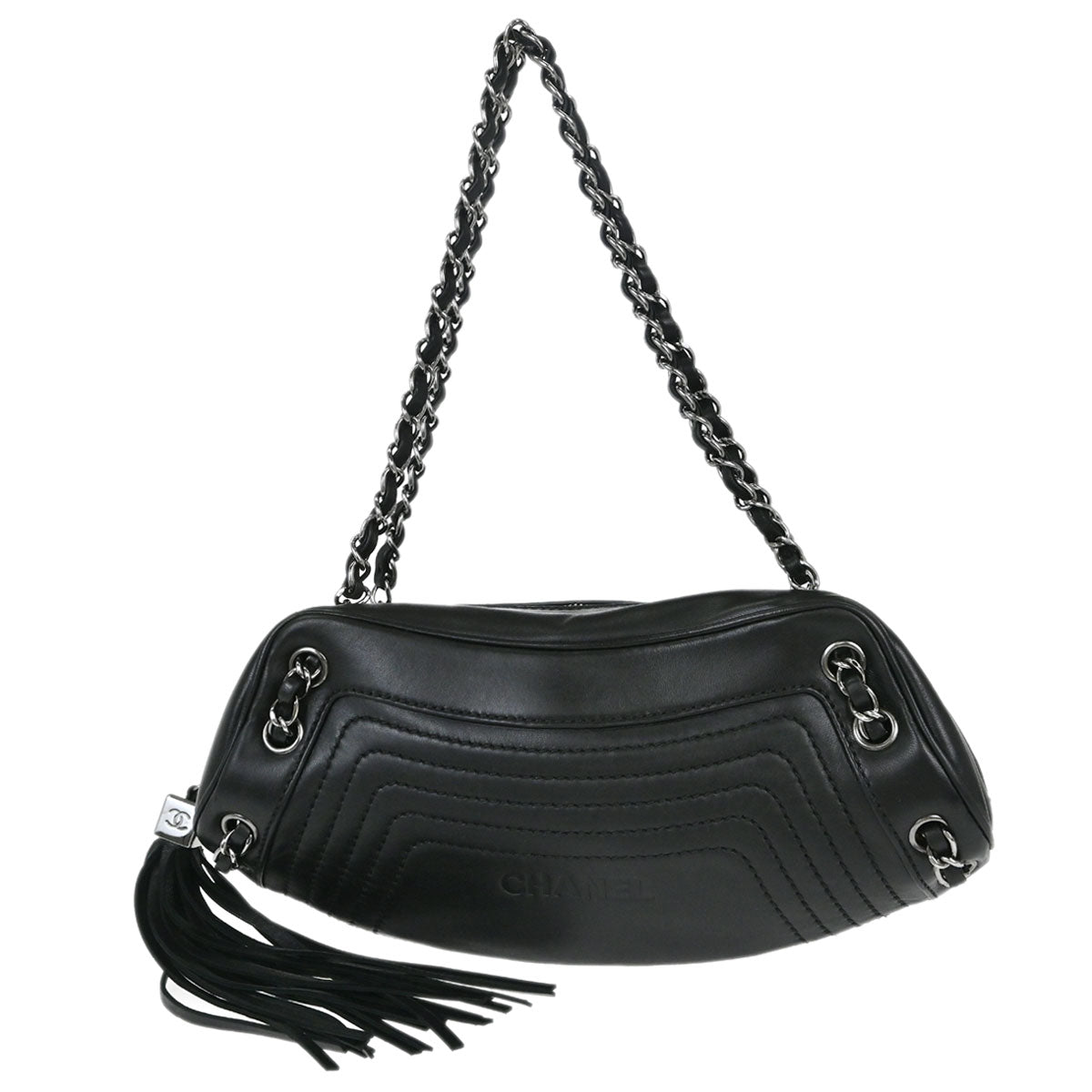 Chanel 2003-2004 Black Lambskin Fringe Handbag