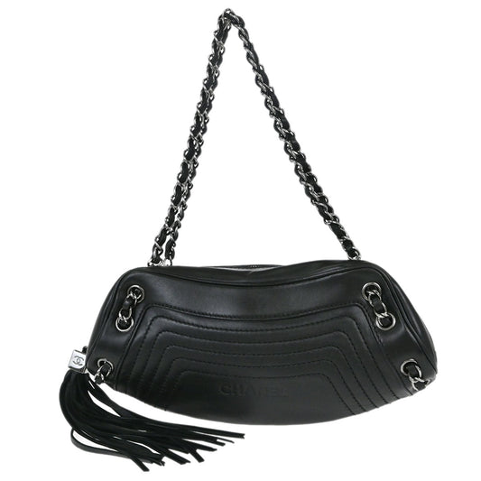 Chanel 2003-2004 Black Lambskin Fringe Handbag