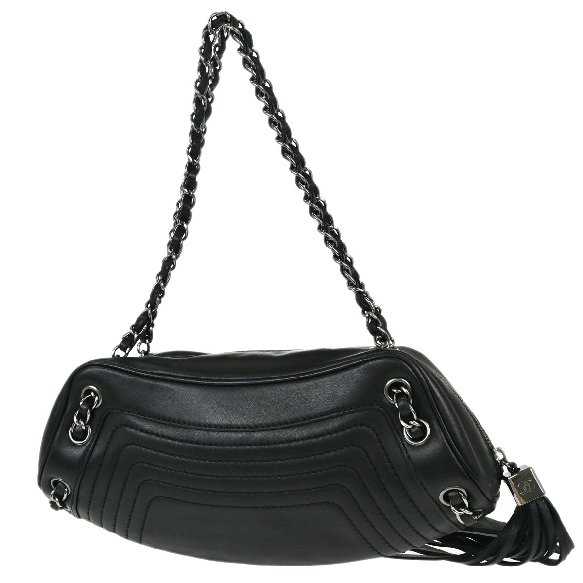 Chanel 2003-2004 Black Lambskin Fringe Handbag