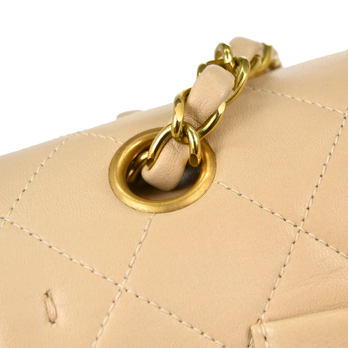 Chanel 1994-1996 Beige Lambskin Medium Classic Double Flap Shoulder Bag