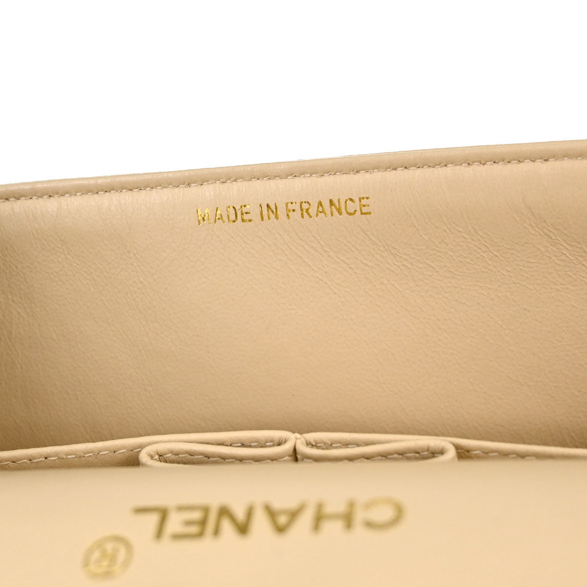 Chanel 1994-1996 Beige Lambskin Medium Classic Double Flap Shoulder Bag