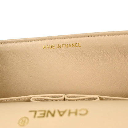 Chanel 1994-1996 Beige Lambskin Medium Classic Double Flap Shoulder Bag