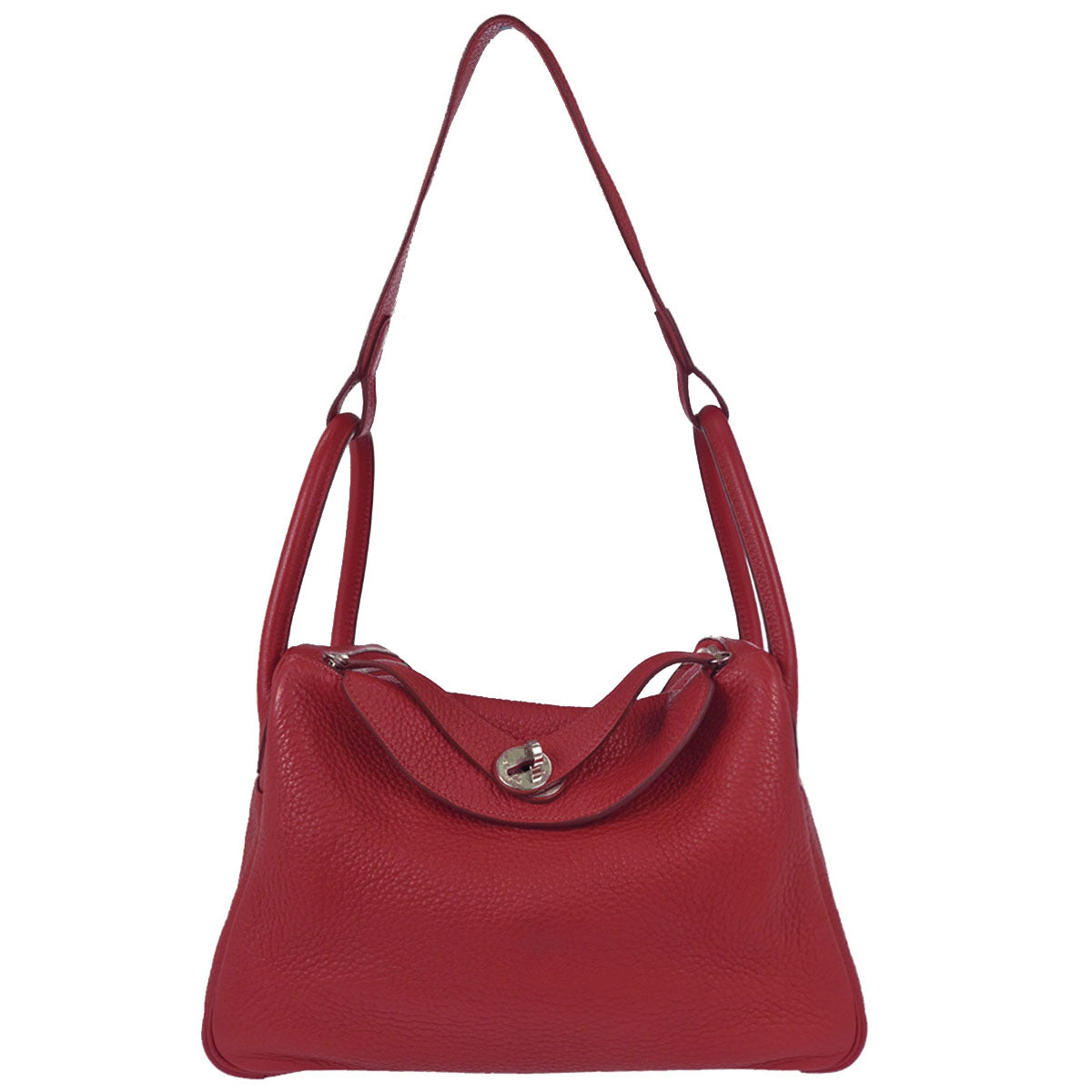 Hermes Rouge Garance Taurillon Clemence Lindy 30 Shoulder Bag