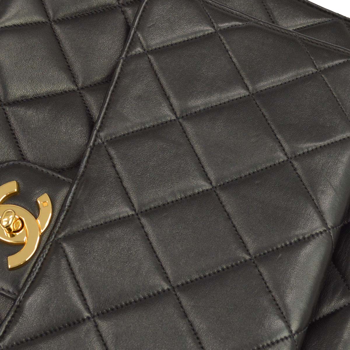 Chanel Black Lambskin Briefcase Handbag