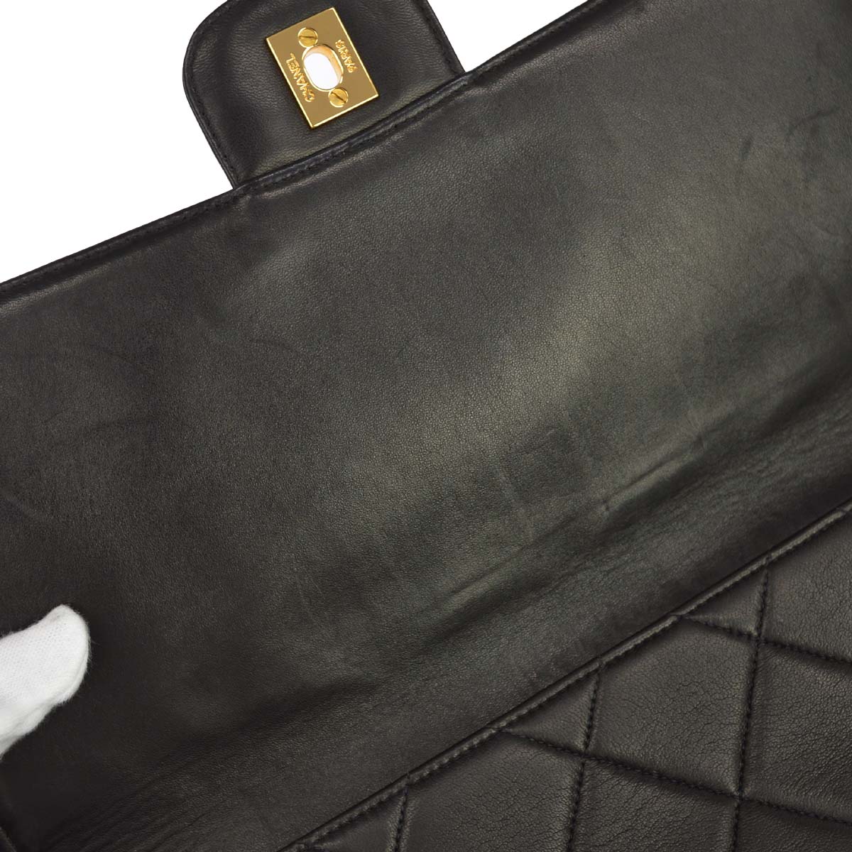 Chanel Black Lambskin Briefcase Handbag