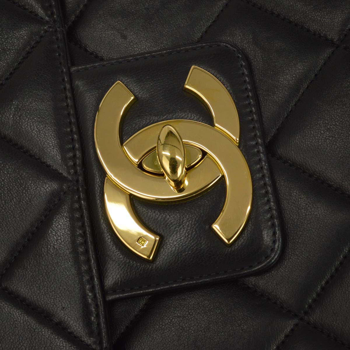 Chanel Black Lambskin Briefcase Handbag