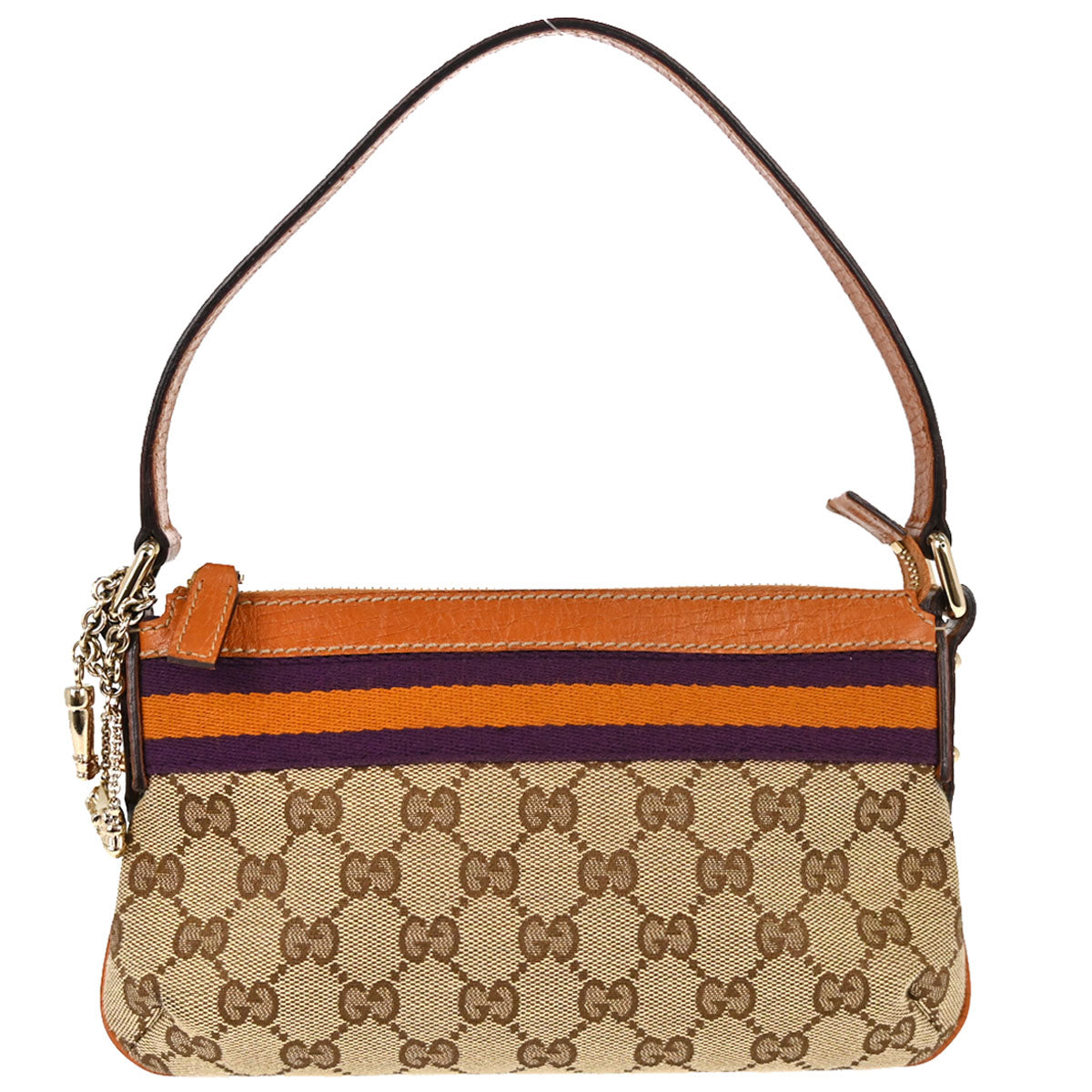 Gucci Beige Orange Canvas Sherry Line GG Handbag