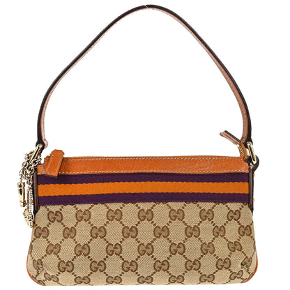 Gucci Beige Orange Canvas Sherry Line GG Handbag