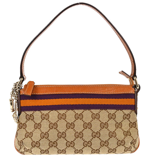Gucci Beige Orange Canvas Sherry Line GG Handbag