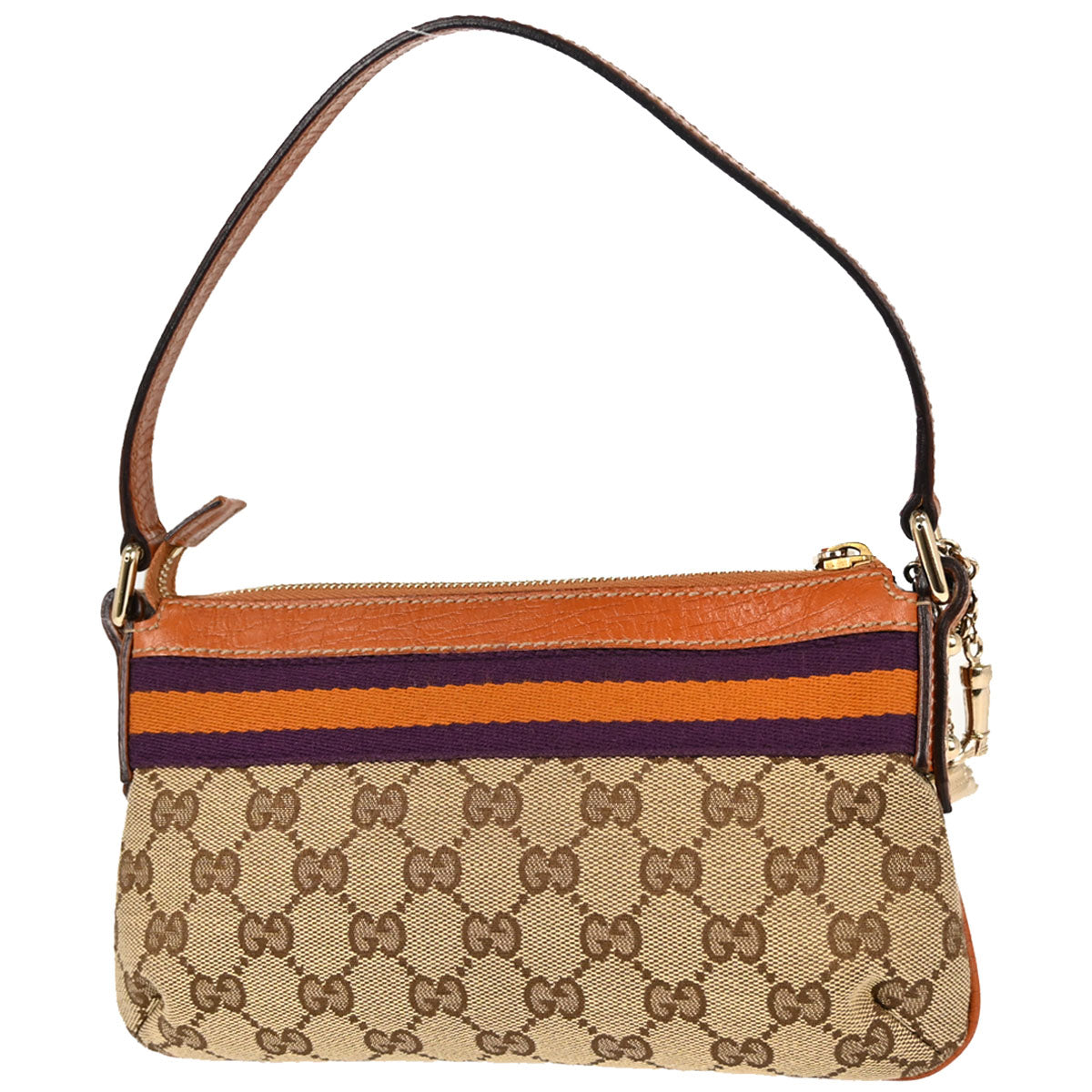 Gucci Beige Orange Canvas Sherry Line GG Handbag